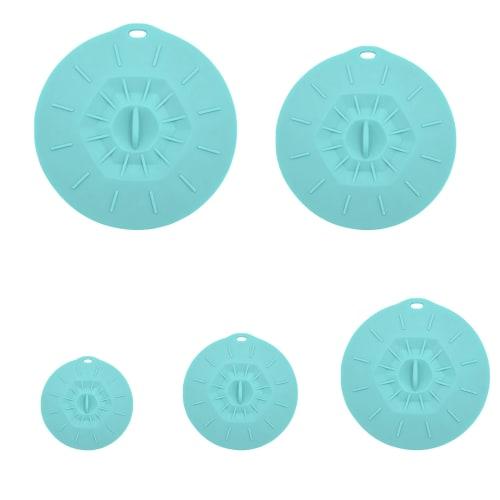 BLOOPIC Silicone Lids (5-Piece Set) - Heat and Cold Resistant, Suitable for Pots and Mugs, Airtight, Dustproof, and Cooking Storage. Reusable, Microwa