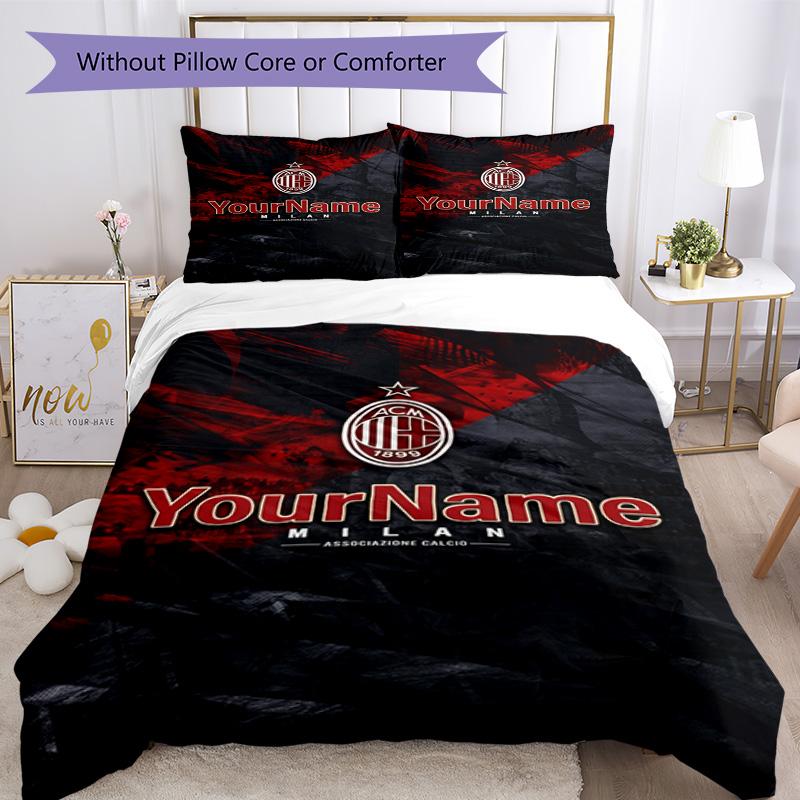 Ac Milan Personalizza il tuo nome Set Biancheria da Letto Copripiumino Traspirante con Federe Decorazione per la Casa Regalo di Compleanno