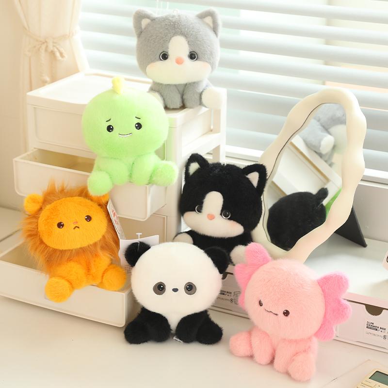 Cartoon Cat Lion Panda Dinosaur Axolotl Stuffed Doll Adorable Forest Animals Plush Toys Soft Sleep Appease Pillow for Kids Gift