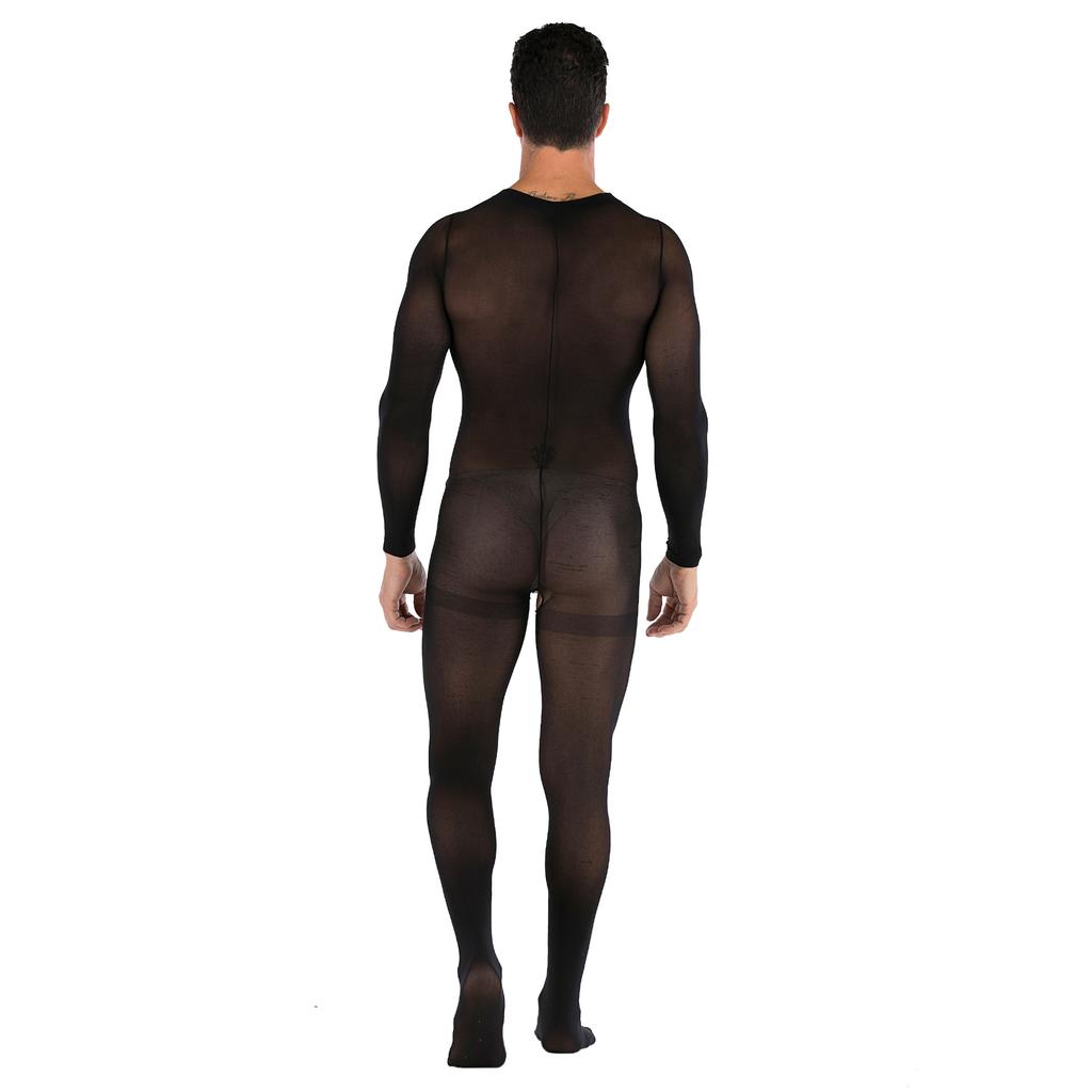 Transparent Long Sleeve Teddies Bodysuits Underwear for Men Erotic Plus Size Body Suit Men Underwear Body Stocking