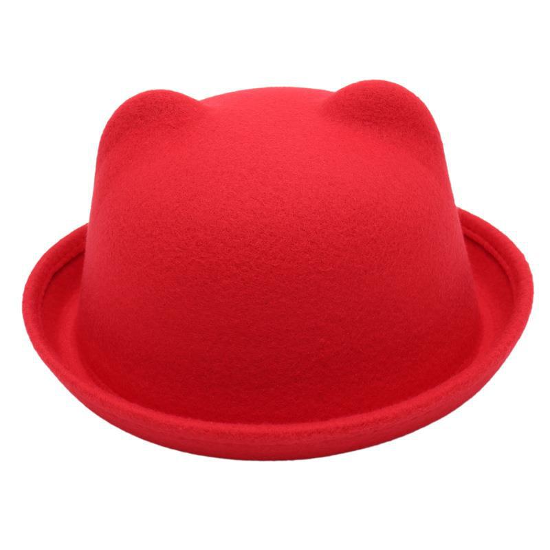 

Bowler Jk Top Hat Varsity Kids Jazz Hat Bear Felt Hat Cute Sun Hat Parent-Rebenok Adult average size head circumference 57cm