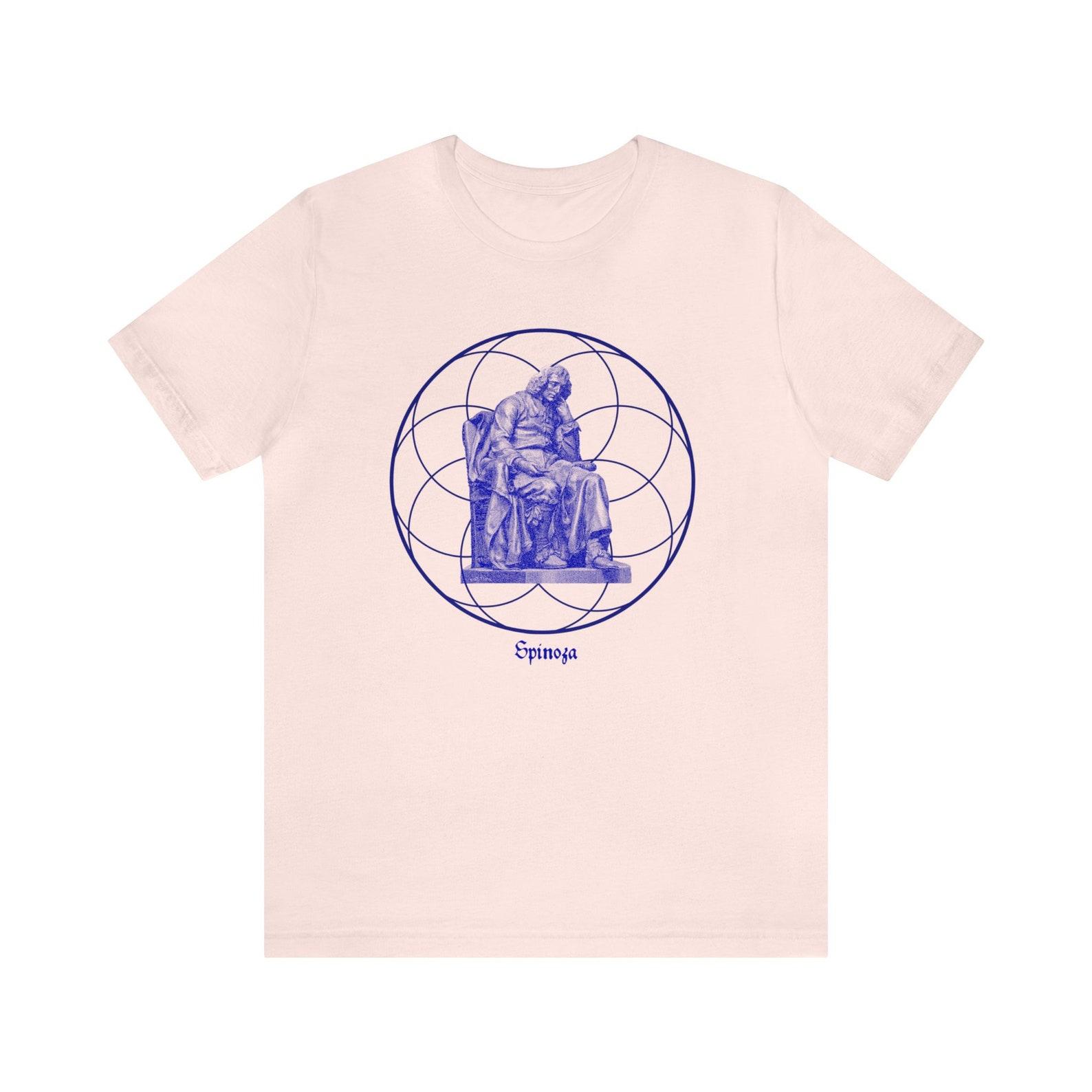 Seated Spinoza in Soft Pink Philosophy T-Shirt 4XL