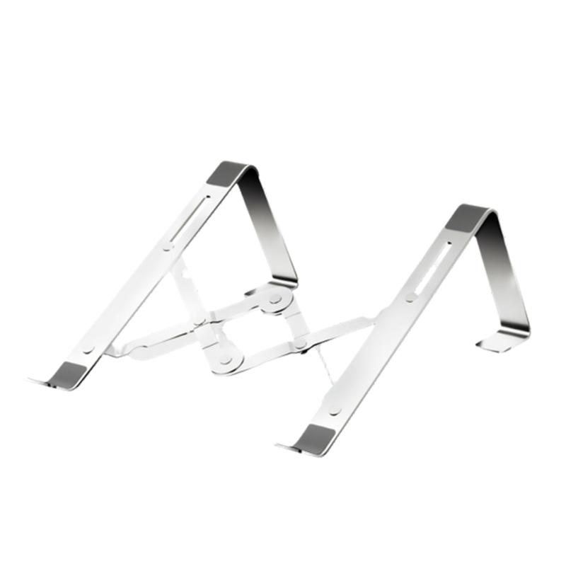 Foldable Computer Risers, Metal Notebook Support with AntiSlip Silicone Pad for Computer Notebook Tablets серебряный