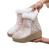 Winter Chunky Platform Ankle Boots for Women Non-Slip Embroidered Snow Booties with Faux Fur Lined Women's Warm Comfortable Wedge Walking Boot Shoes