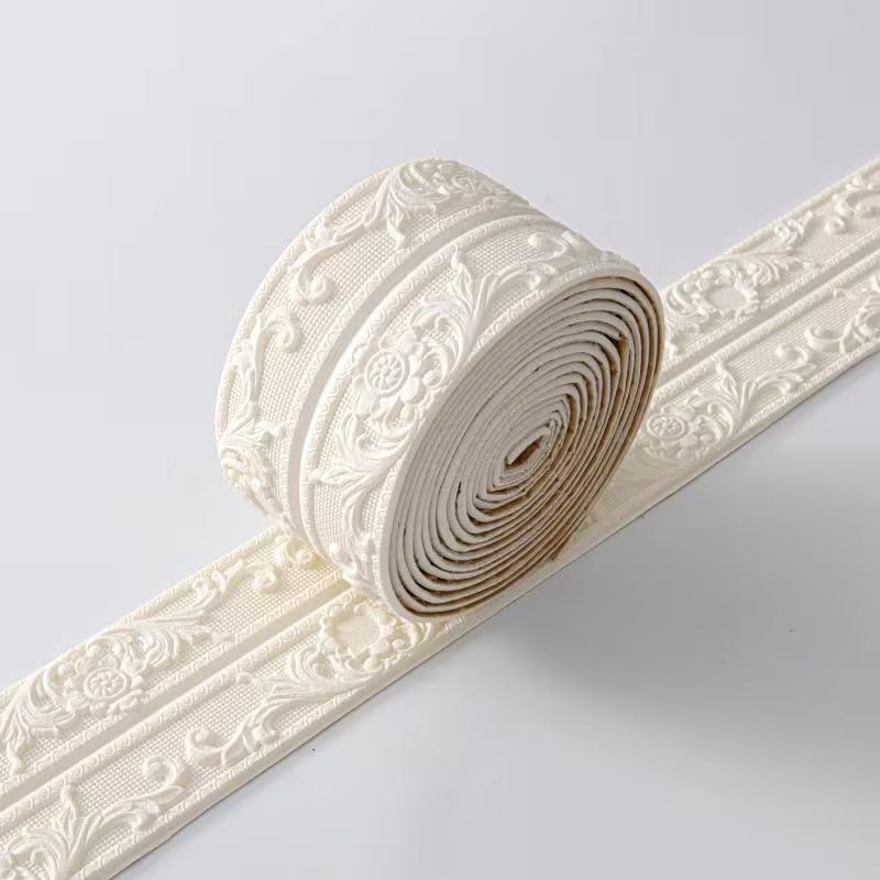 

1PC 2.3m 3D Wall Trim Line Skirting Border Self Adhesive Waterproof Baseboard Wallpaper Wall Sticker For Room Home Decoration 2.3m бежевий