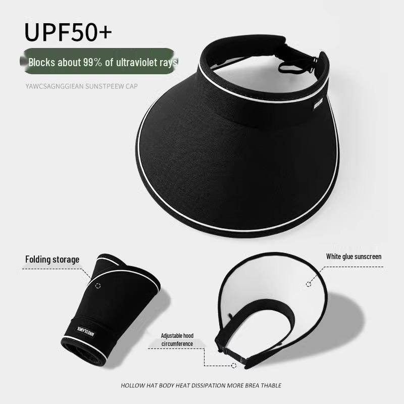 Women's Foldable Summer Sun Hat - UV Protection, Empty Top, Outdoor 2025 Design