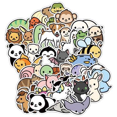 50 Sheets Cute Animal Graffiti Stickers for Water Bottles and Luggage