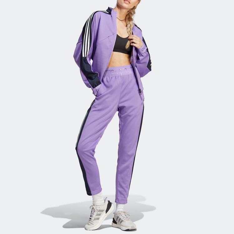 Adidas Side Stripe Printed Casual Sports Pants Women Pants Purple HY3849