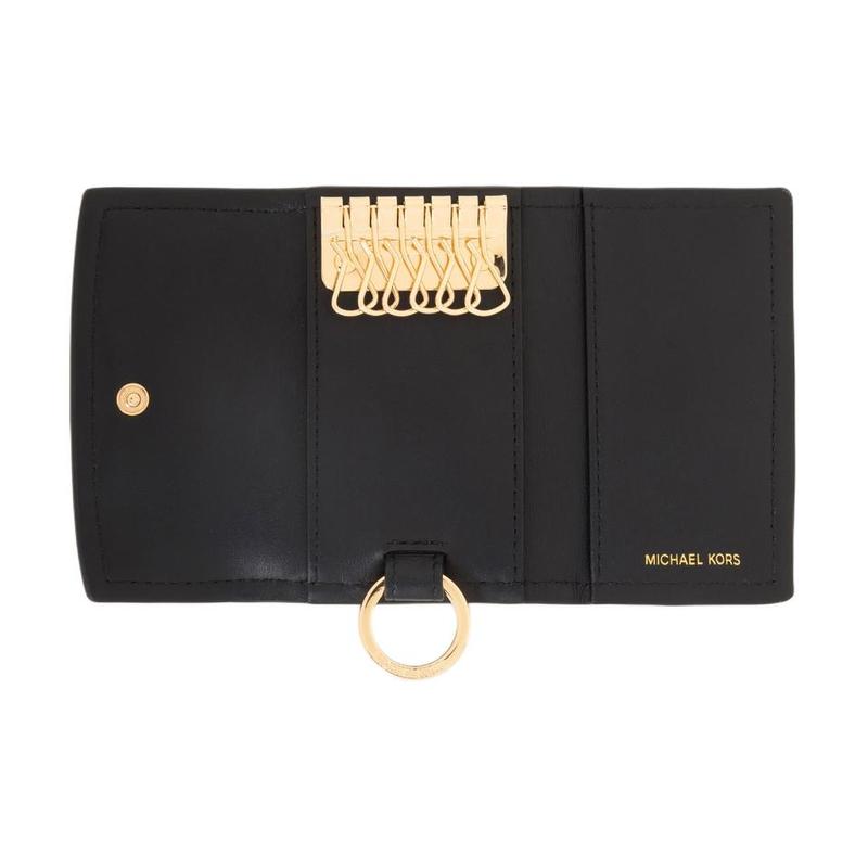 MICHAEL KORS Gold Front Logo Solid Color Wallet Regular Women's Black