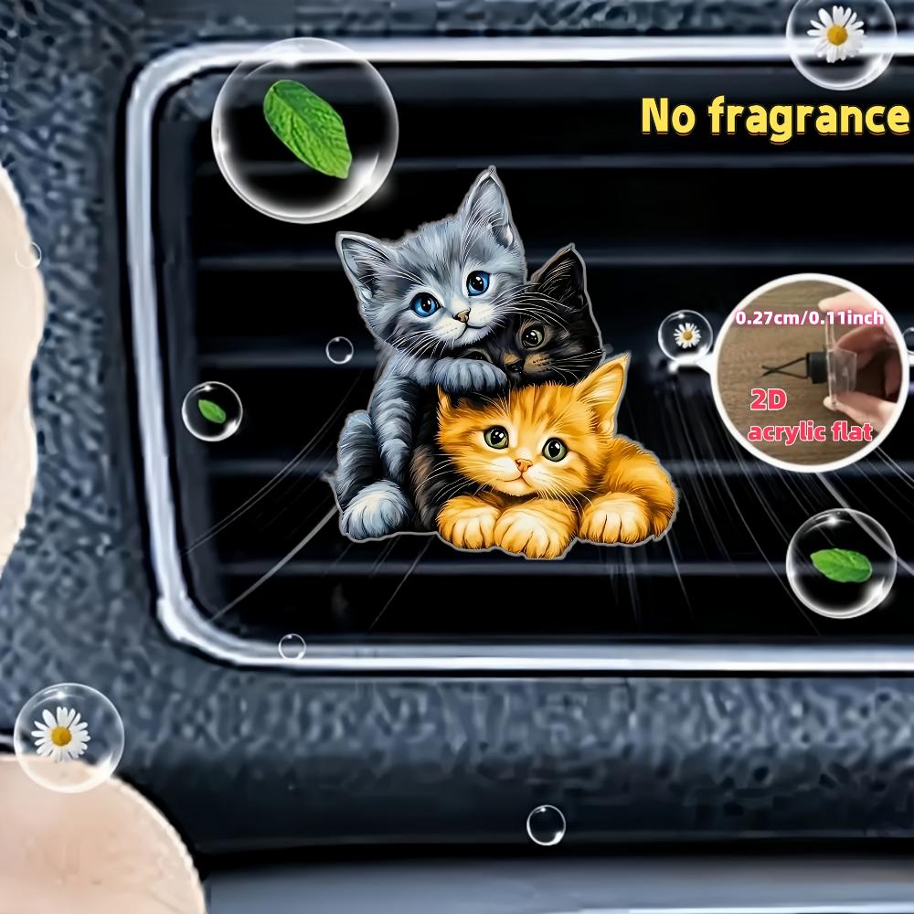 2D flat three kittens car vent clip decorative diffuser (fragrance not included),car interior decoration, aromatherapy clip,ideal for holiday gifts