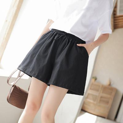 Hohe Taille Elastischer Bund Taschen Schnürung Damen Shorts Sommer Weites Bein Laufen Freizeit
