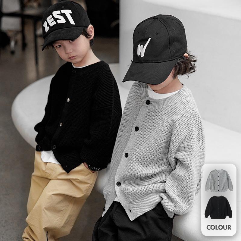 Boys' Thin Knit Cardigan Sweater, Medium/Large Sizes, Trendy Spring/Autumn Jacket