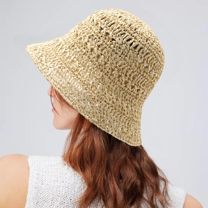 Foldable sun hat beach hat summer lace straw hat women's small fresh sun protection hat travel vacation sun hat