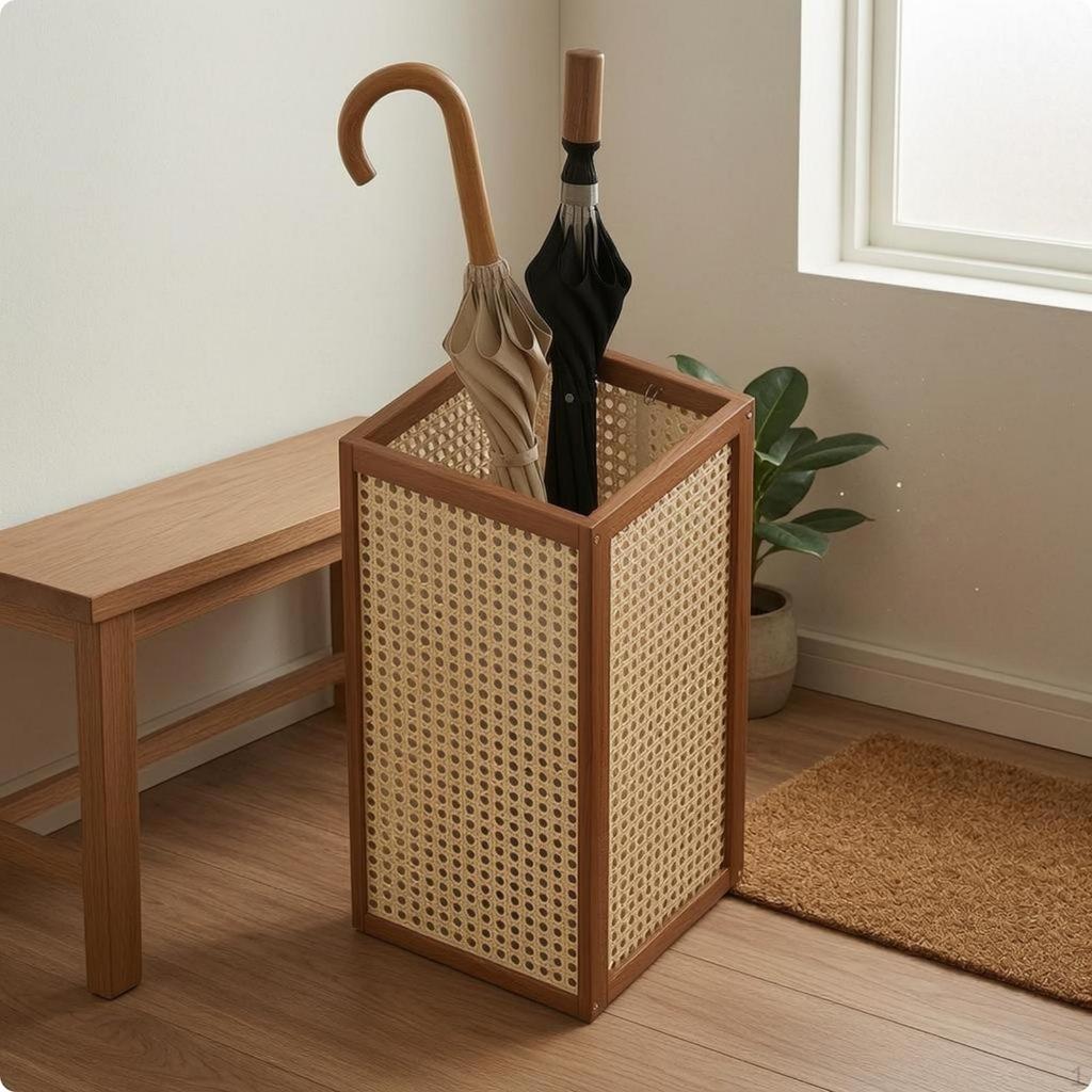 Rattan Regenschirm Holzfarben Aufbewahrungsregal Belüftet für neben der Tür