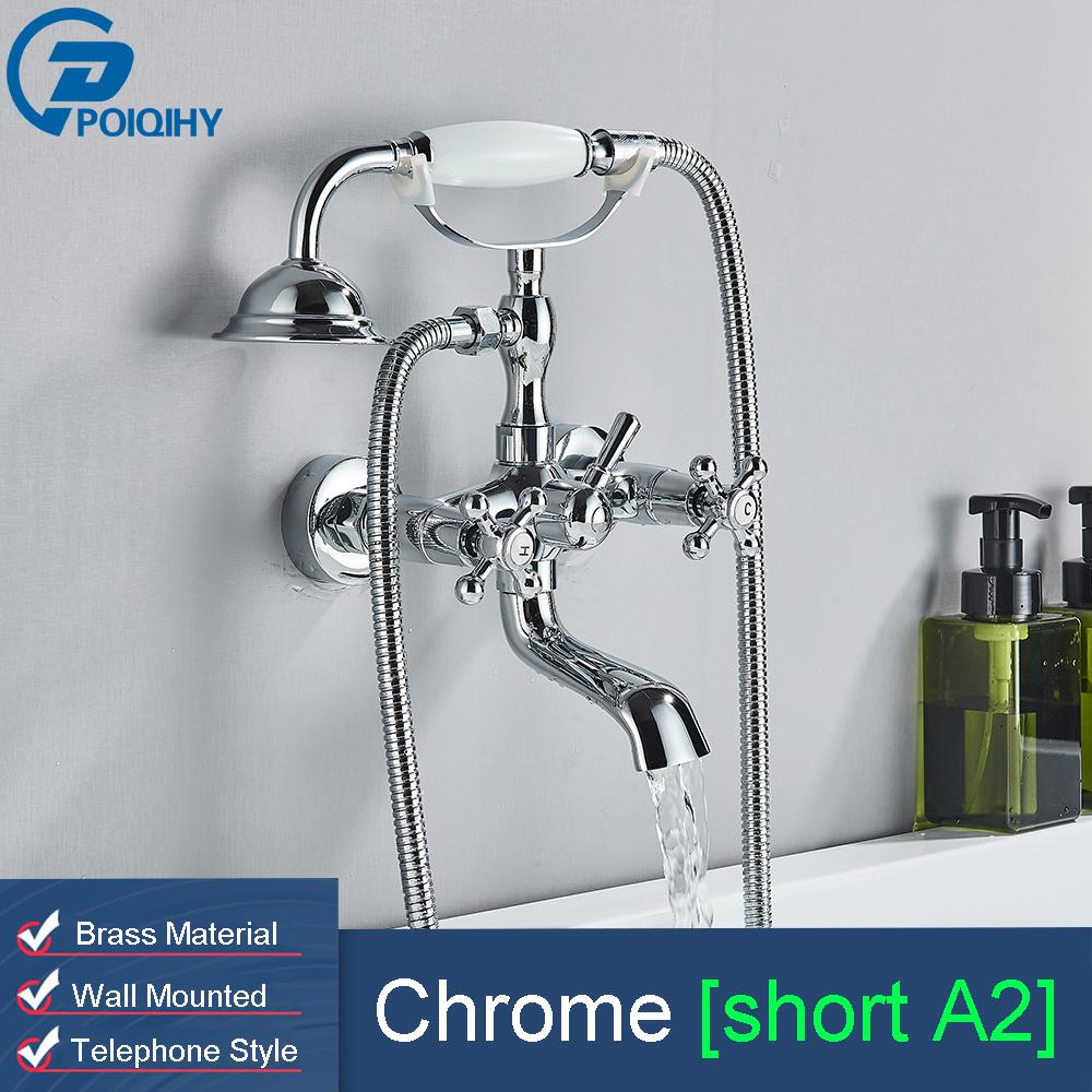 

POIQIHY Золотисто-черный смеситель для душа для ванной комнаты, настенный смеситель для душа для ванной, латунный смеситель с поворотным изливом для ванны, смесители для душа для ванны