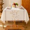 Luxury Cotton-Linen Embroidered Retro Tablecloth for Rectangular Coffee Table