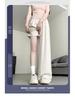 Women's 145-150cm Petite Soft Draping Wide-Leg Drawstring High-Waist Pants - Autumn Slimming Sports