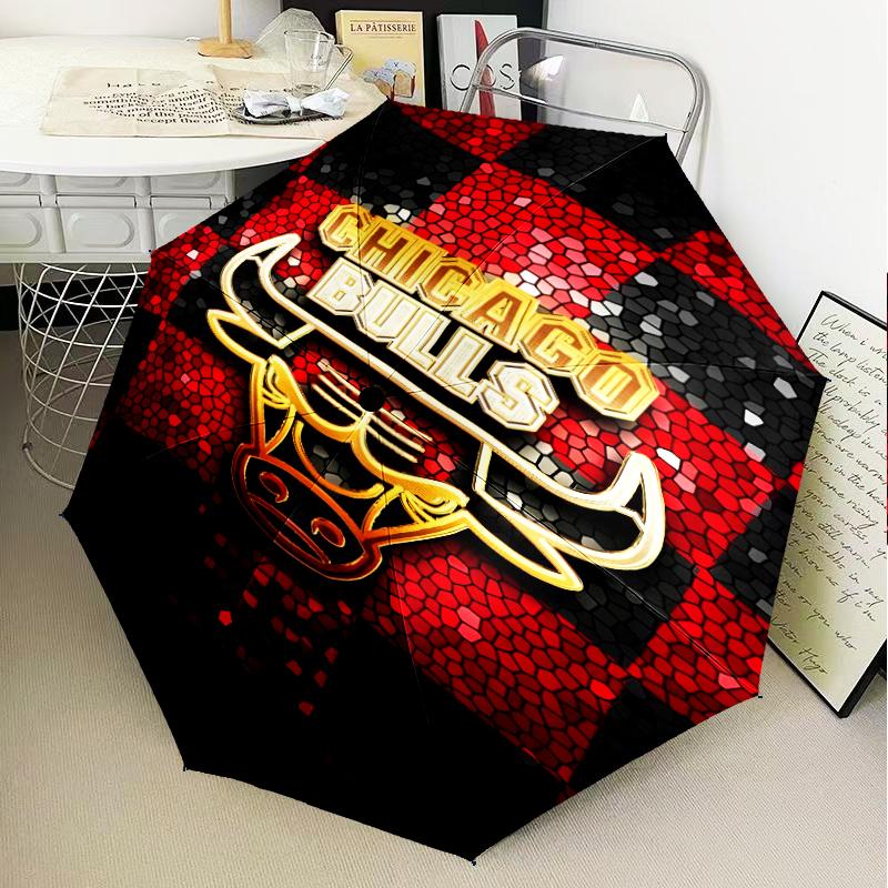 Red Bulls Basketball Umbrella Folding Umbrella, Automatic Umbrella 8-Frame for Travel, Camping Use Gift for Halloween Christmas