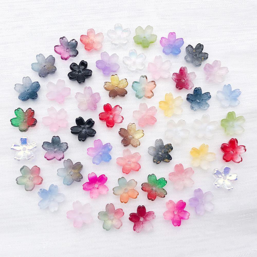 50 Multicolor Transparent Gradient Cherry Blossom Petal Charms for DIY Jewelry