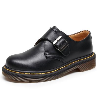 Low-top Small Leather Shoes Women's Leather Buckle Short Boots Round Head Men's and Women's Casual Tooling Shoes