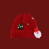 Soft Red Knitted Woolen Hat Plush Big Pullover Hat Fashion Christmas Plush Cap  Winter