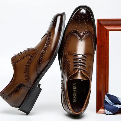 Fashion Classic British Style Pointed Toe Leather Shoes Men Oxfords Business Formal Men Leather Shoes Brogue Flats Men Wedding Shoes