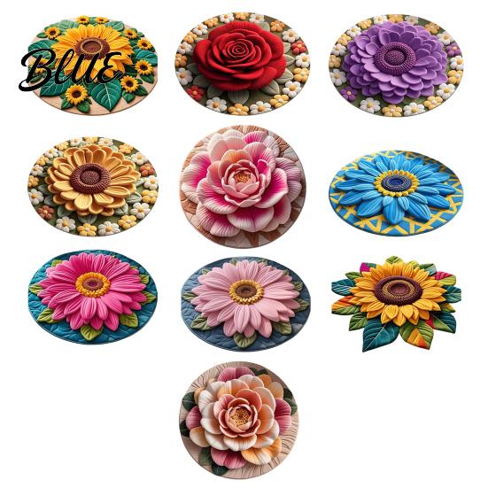 Floral Patterned Bathroom Diatomaceous Earth Absorbent Quick Sunflower Area Rug 3D Dry Plush Floor Decoration