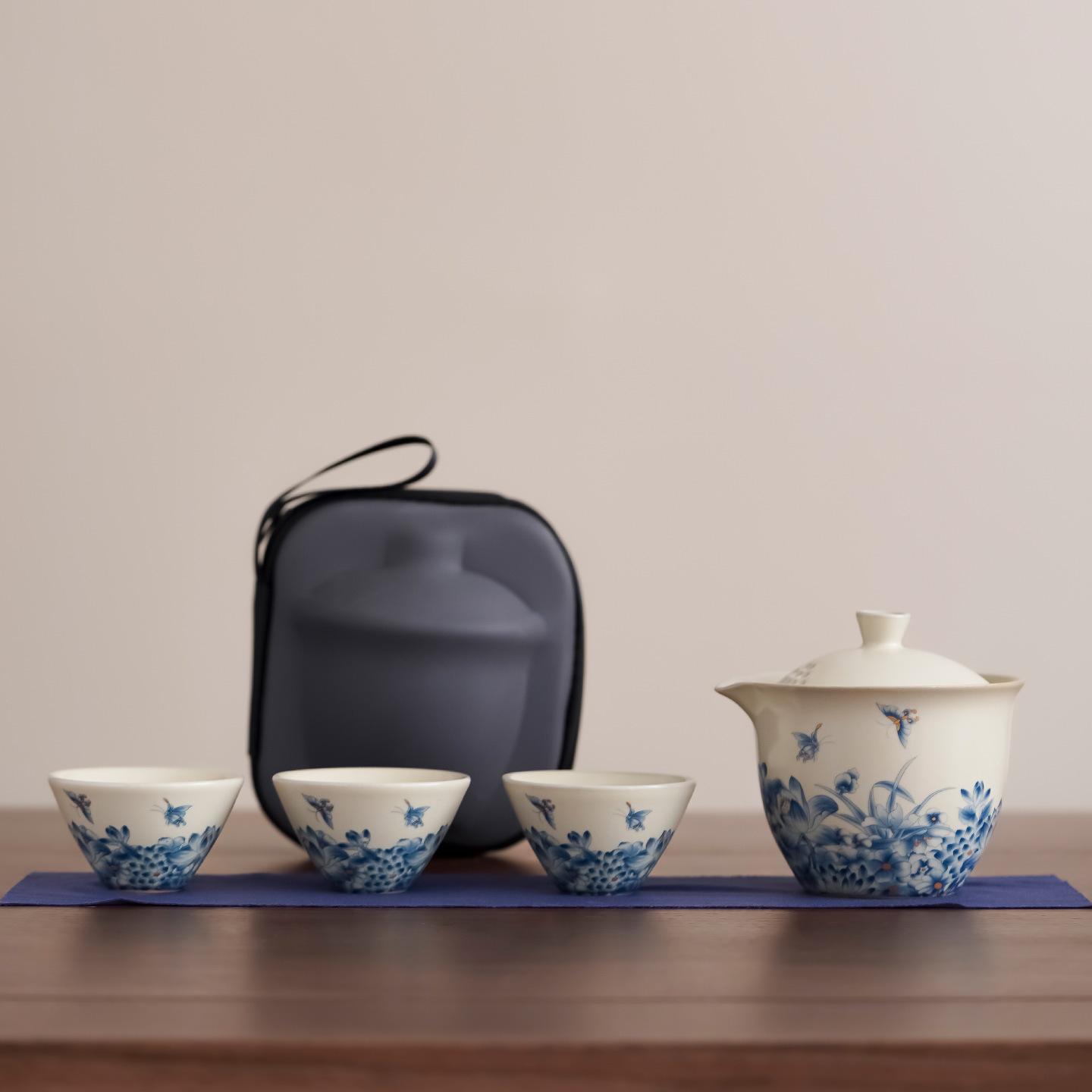 

Дорожный набор для чая Кунг-фу, простая экспресс-чашка, один чайник, три чашки, праздничные мероприятия и доступные небольшие подарки для клиентов