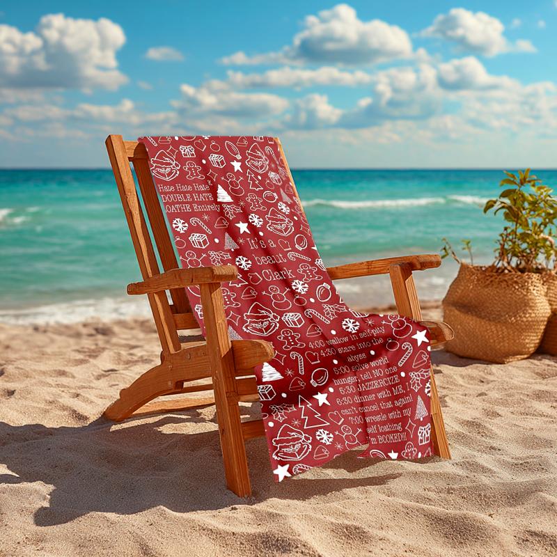 1Pc Christmas Greetings Card Beach Towel Quick Dry Multiuse For Beach Pool Gym Yoga Home Travel Christmas Halloween Xmas Gift S177