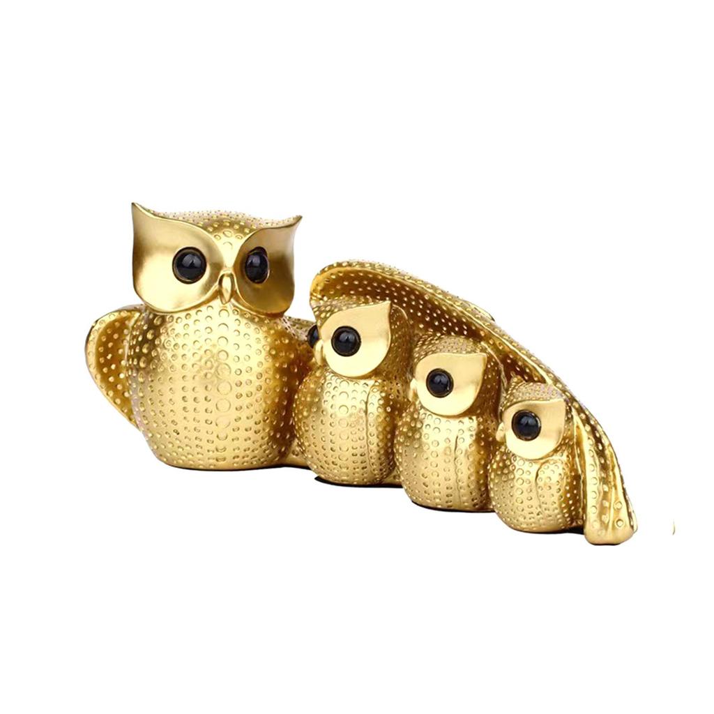 Owl Statue Family of Four Owl Statue Owl Decorative Figurines Home Decor Animal Sculpture Bird Home Decor Home Decoration Crafts