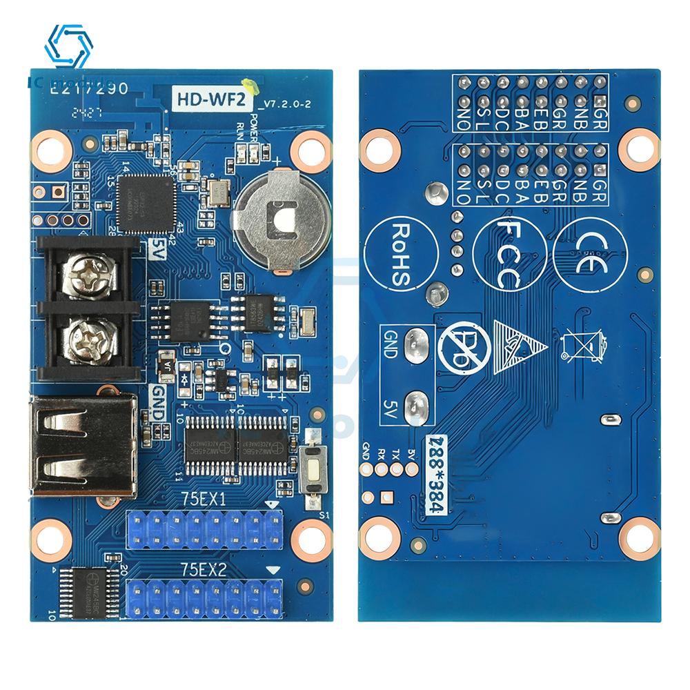 HD-WF2 WiFi & USB LED Display Control Card - DC 4.2-5.5V for Full Color Storefront Sign, Advertising Screen, and LED Strip