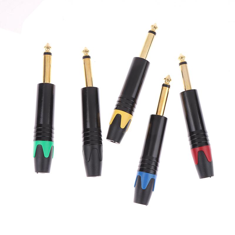 6.35 Mm Gold-Plated Microphone Audio Plug Mute Plug Connector Jack Mono Assembly Microphone Connector Mono Plug