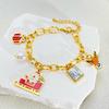 Popular Stainless Steel Christmas Jewelry Set: Sleigh & Reindeer Pendant Necklace, Bracelet, and Earrings