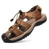 Men Sandals Summer Genuine Leather Mens Casual Shoes Outdoor Leather Sandals for Men Beach Shoes Roman Shoes Rubber Water Shoes
