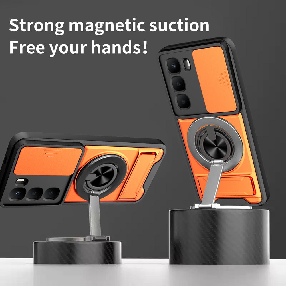 KEYSION Magnetic Phone Case for Infinix Hot 60i 4G 60 5G Hot 60 Pro Slide Camera Protection Upright Kickstand Shockproof Cover