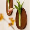 Minimalist Wall Hydroponic Vase Solid Wood Oval Tube Wall Vase Hanging Plant Panel  Home Decor