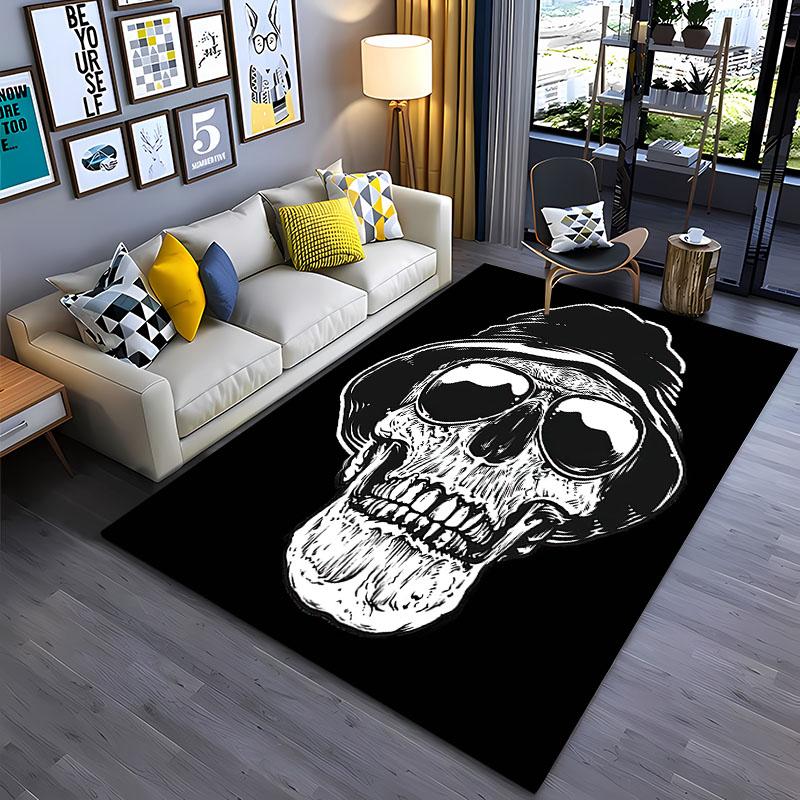 Tappeto Teschio Faccia Sorridente Creativo Divertente per Soggiorno Camera da Letto Corridoio Alfombra Antiscivolo Tappeto Divano Zerbino Decorazione Casa Tapete