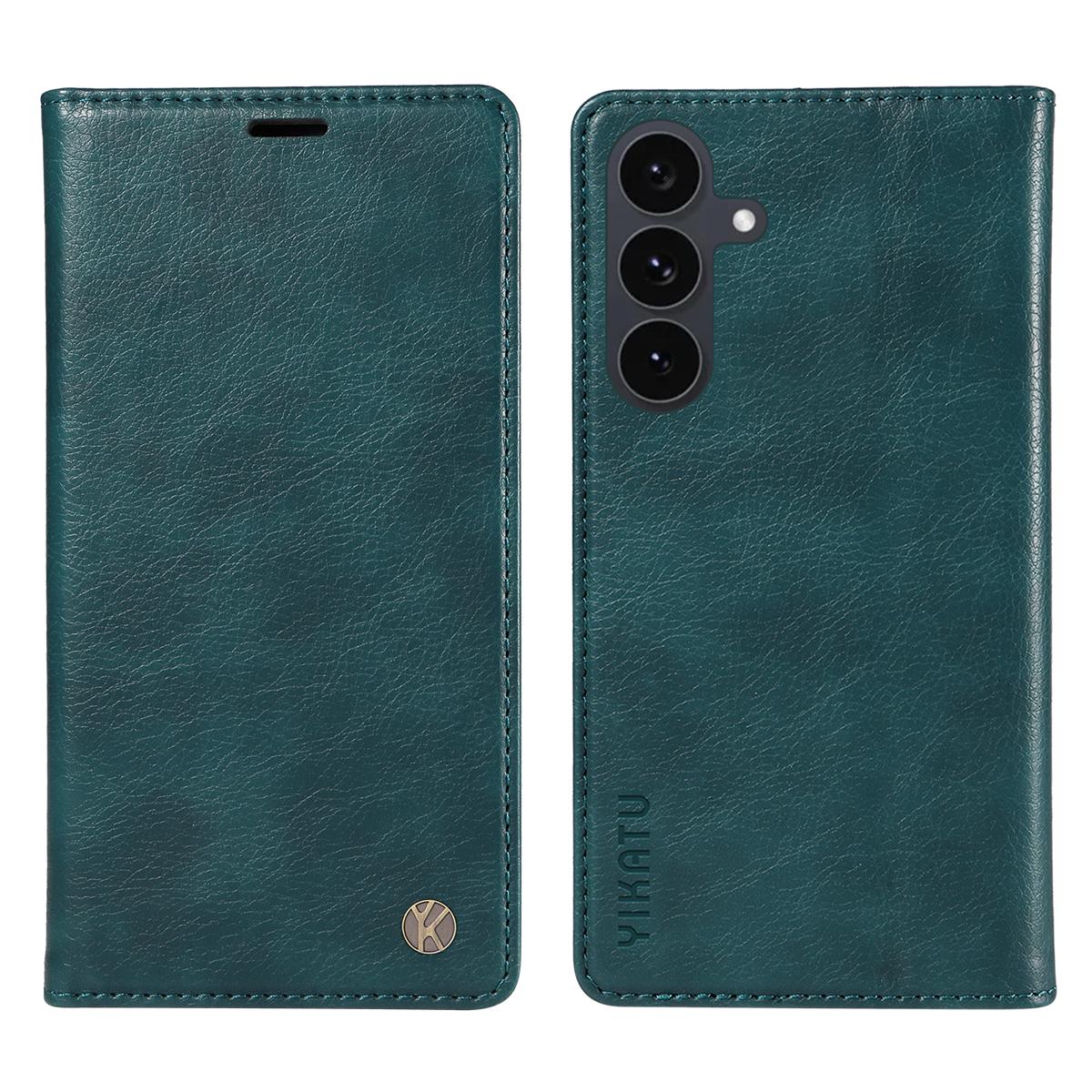 

For Samsung Galaxy S25 FE Wallet Case YIKATU YK-006 Magnetic Closure Leather Phone Cover Litchi Texture