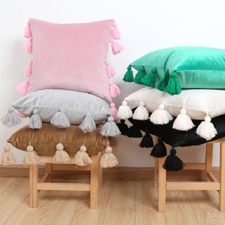 Bohemian Elegance Velvets Cushions Cover with Soft Tassels for Sofa and Bedroom Enhancement