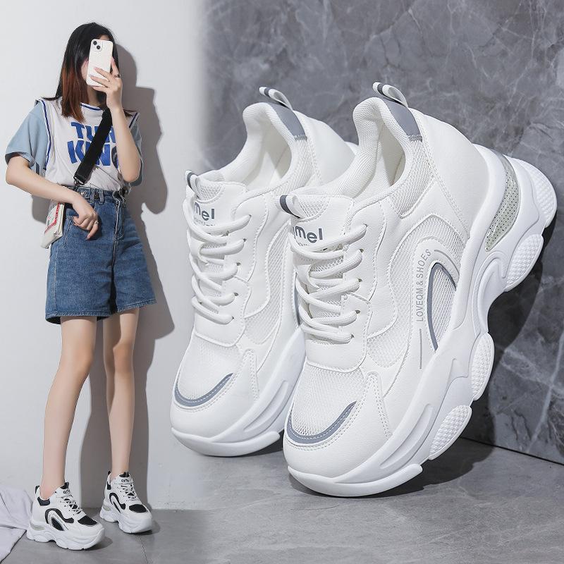 Innere Höhenzunahme Dad Shoes Damen Frühling und Herbst 2025 neu vielseitig kleinlich dicksohlig atmungsaktiv lässig Sport kleine weiße Schuhe