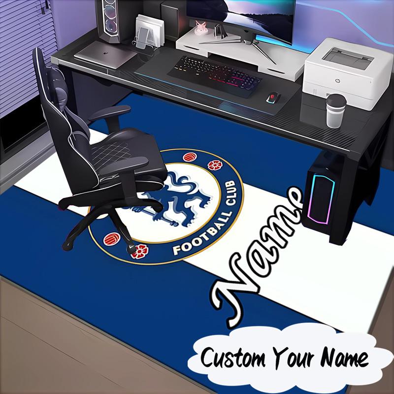 Custom Name Chelsea Crest Artwork Rug for Living Room, Game Rooms, Office, Bedroom, Floor Mat Playful Design, Fan Gifts Christmas Decor