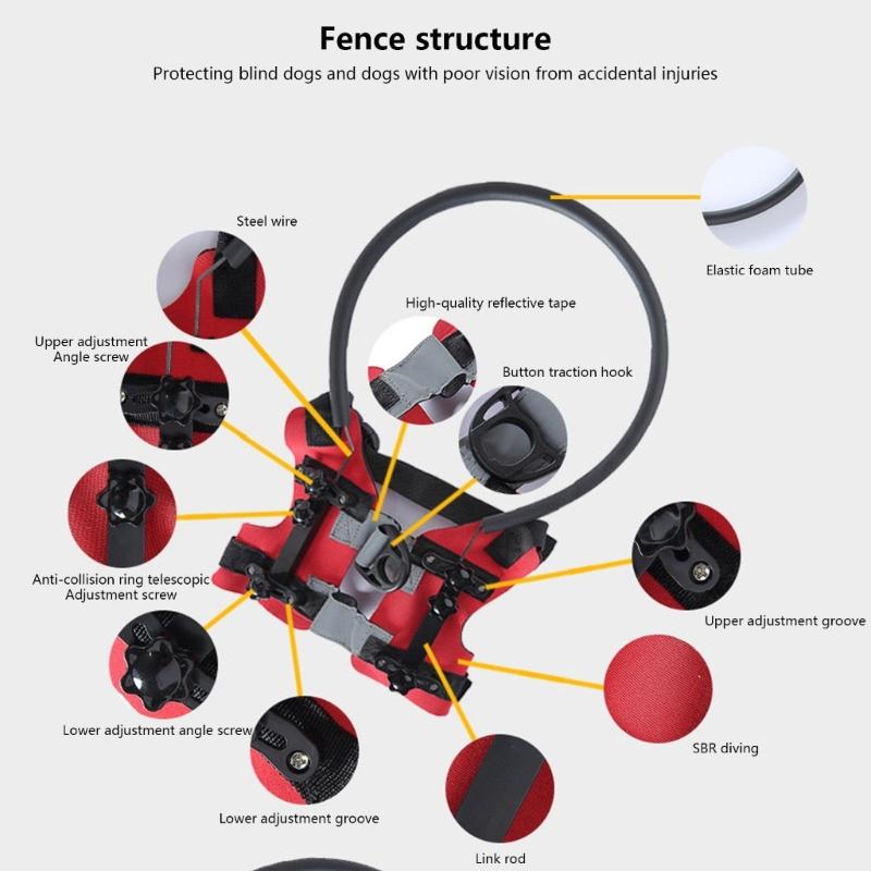 Crashproof Protective Collar for Blind Dog Stable Frame Adjustable Guide Harness Enhancing Pet Mobility Aid