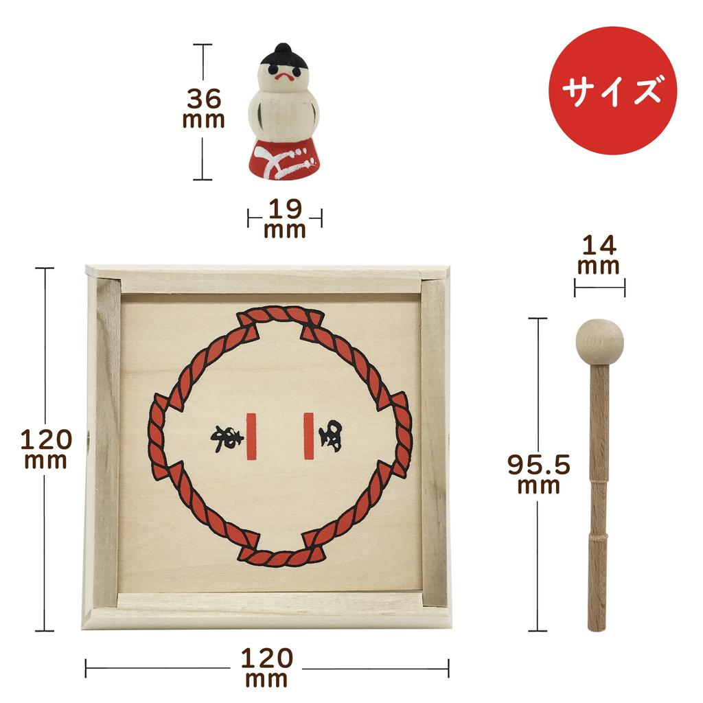 Spielzeuge, Einführungsspiel Tonton Sumo, Heimspiel, Holzspielzeug, Volkskunstspielzeug, Sumou, Sumo-Ringer, Tischspiel, Made in Japan [Nostalgie-Set] (Tonton Sumo)