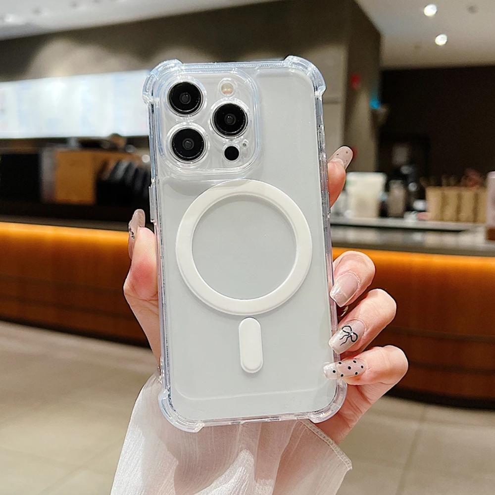 Strong Magnetic Magsafe Wireless Charging Transparent Case For iPhone 17Air 16 15 14 13 12 11 Pro Max Shockproof Silicone Clear Soft 7/8Plus XR Cover