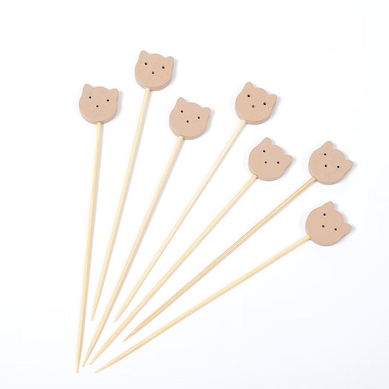 Deou Star Light Cute Bear Face Wooden Fruit Skewers