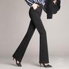 Women Trouser Flared Style High Waist Solid Colors Elastic Formal Long Stretch Office Lady Trouser for Office