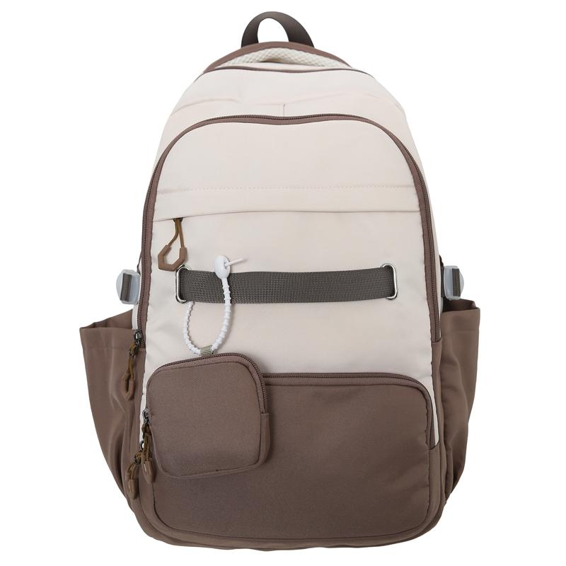 Schultasche für Mittelschüler, Farbblock, Damenrucksack mit großer Kapazität, Herren-Reiserucksack mit Geldbörse