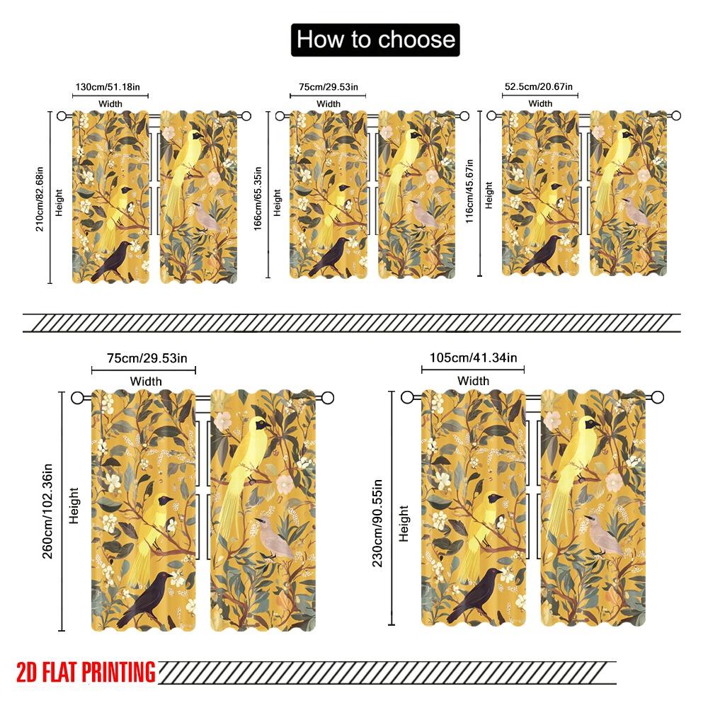 2pcs,2D Plane Printing Light Filtering Curtains Tropical Harmony (2) Versatile 100% Polyester (without Rod) All Seasons for
