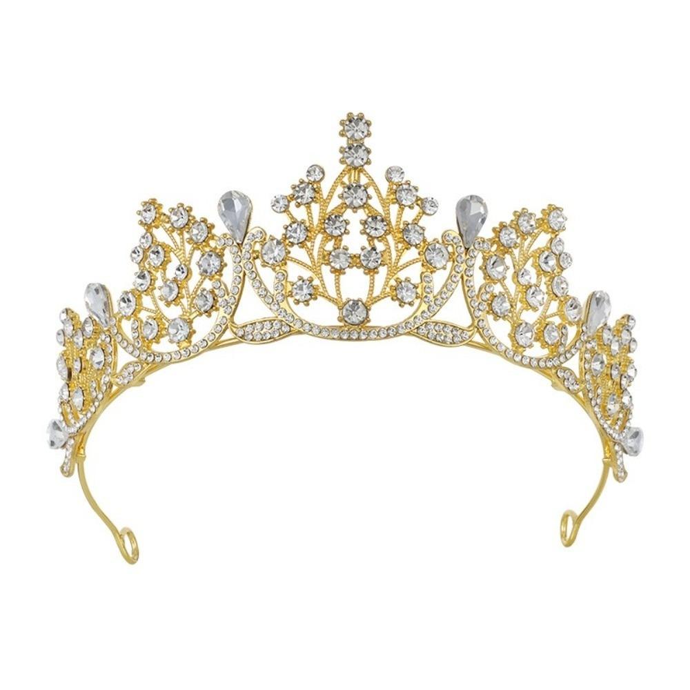 Shiny Baroque Crown Gold Rhinestone Crown Luxury Princess Tiara  Bridal золотой