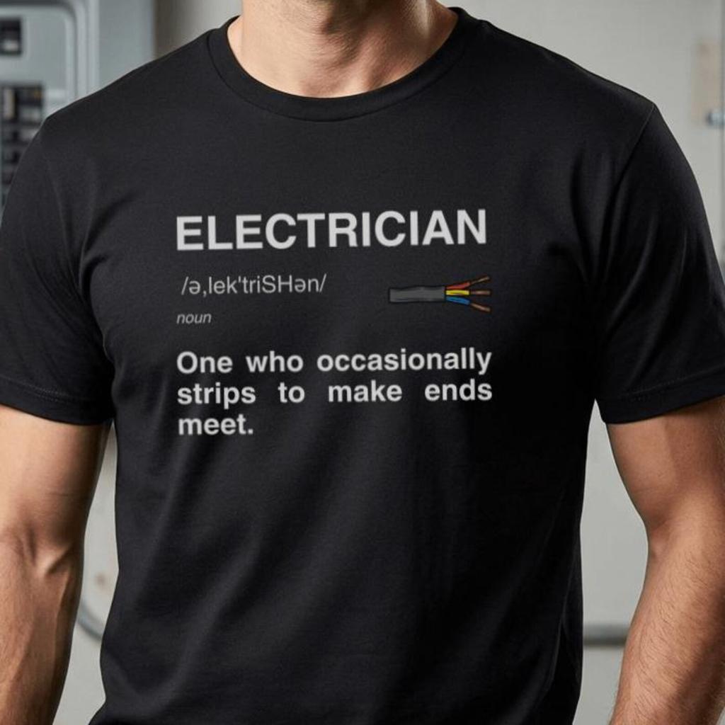 Electrician Definition Funny Quote T-Shirt | Strips To Make Ends Meet Tee